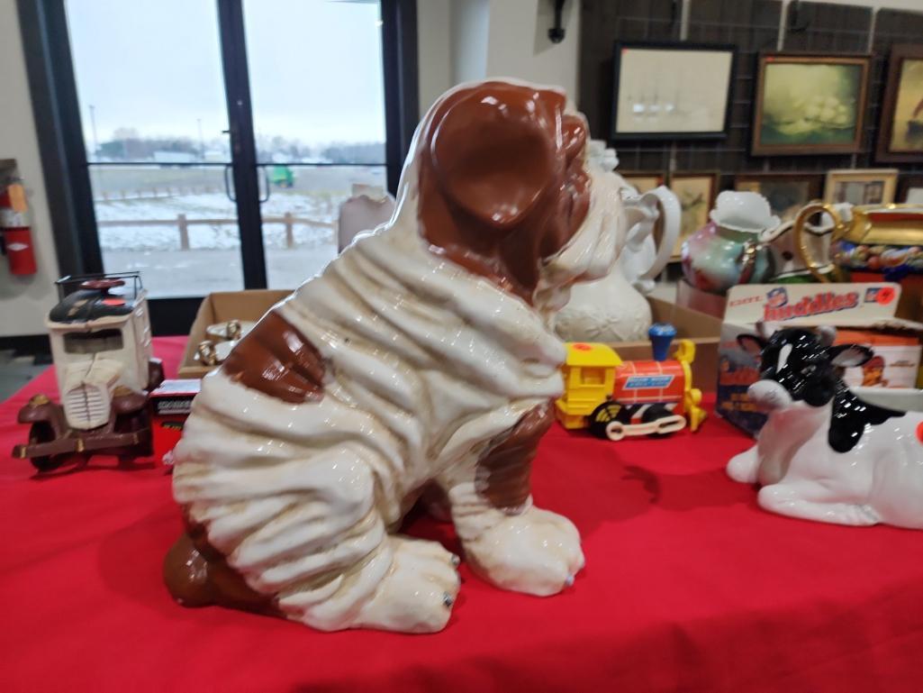 (1) Dog & (1) Cow Porcelain Figurine