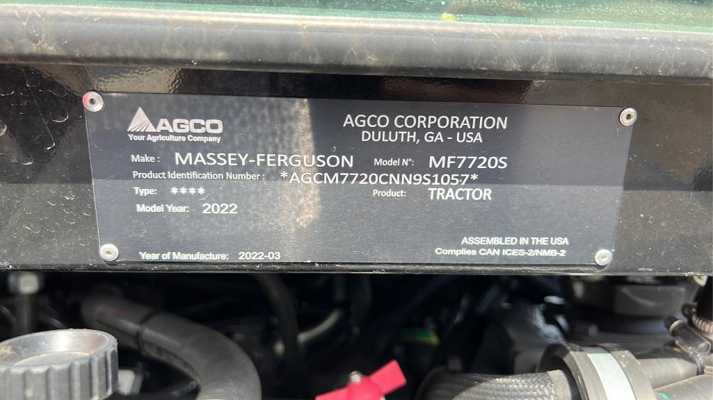 2022 Massey Ferguson 7720S Dyna VT 4WD Tractor