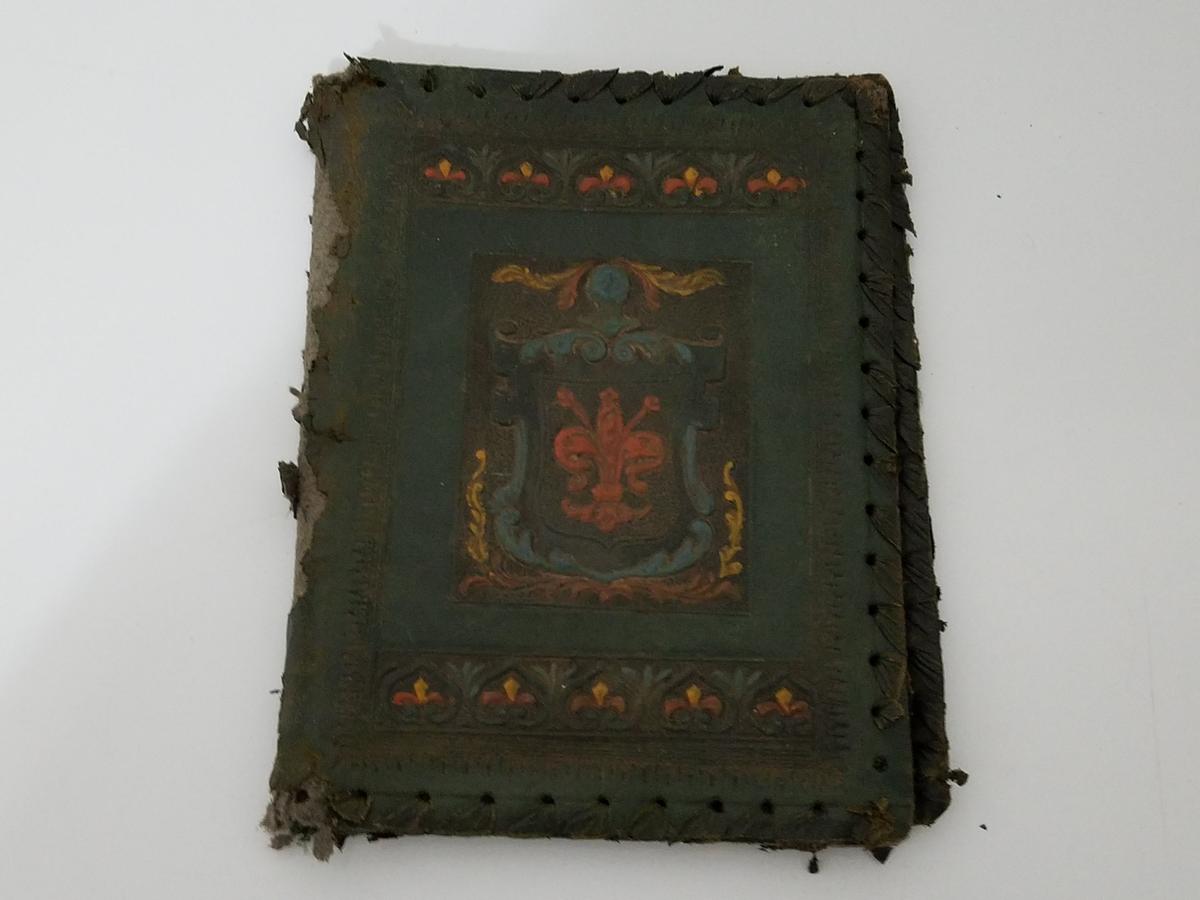 Antique leather book cover