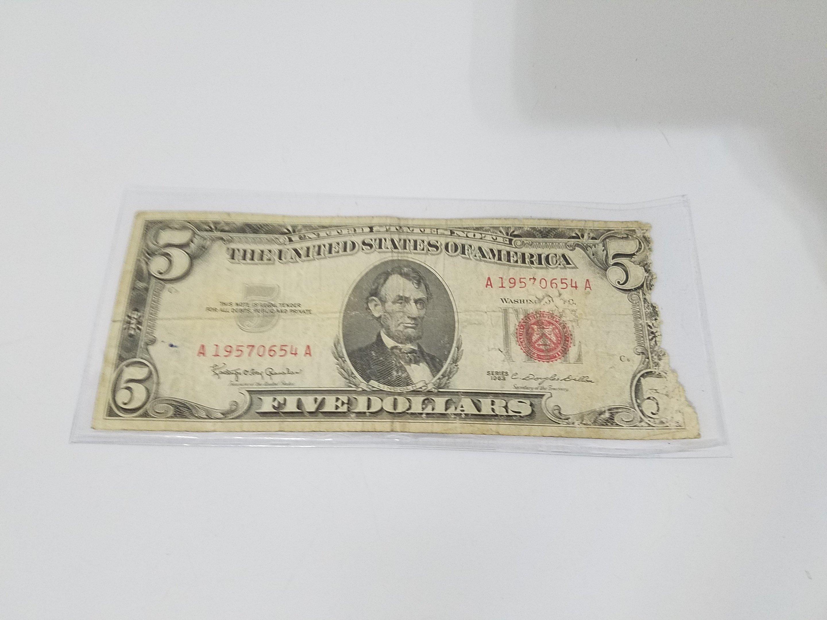 1953 red seal $5 bill