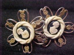 Antique cameo screwback earrings