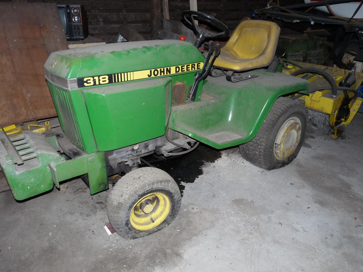 John Deere 318 Hydro with Mower Deck & Tiller