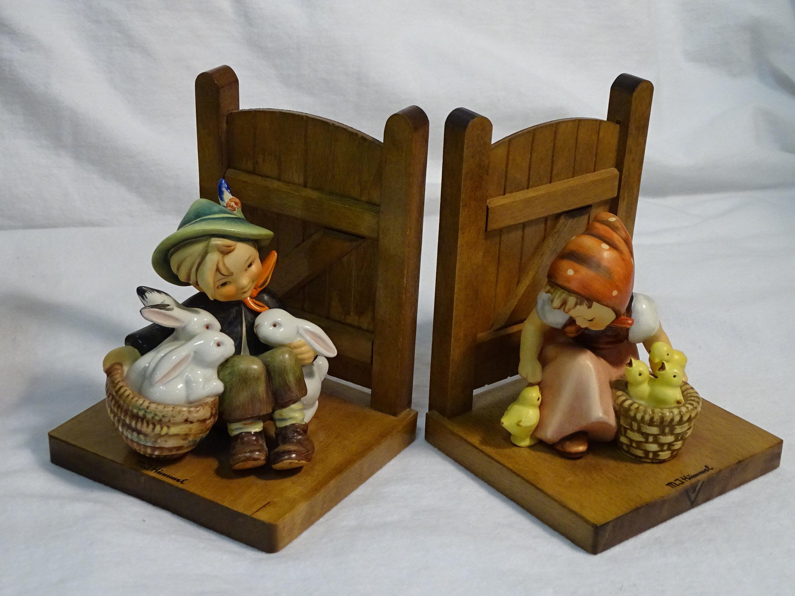 M.I. Hummel Bookends "Playmate and "Chick Girl"