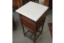Marble Top End Table w/Drawer & Cabinet