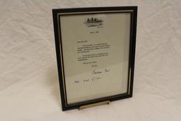 Barbara Bush Signed Letter w/Handwritten Note