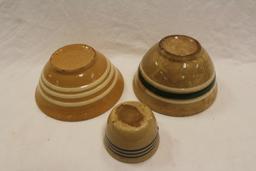 Set of 3 Yellow Ware Bowls