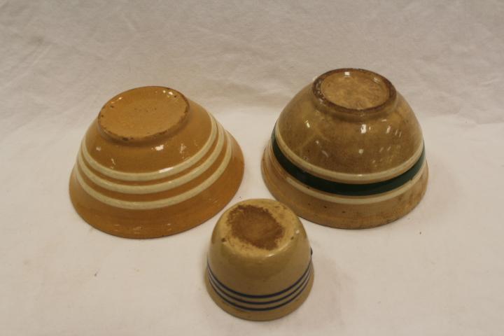 Set of 3 Yellow Ware Bowls