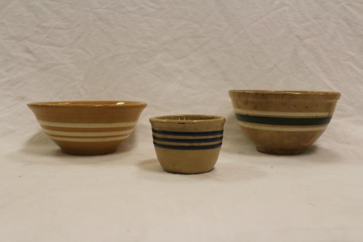 Set of 3 Yellow Ware Bowls