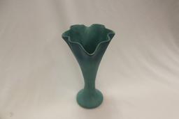 Van Briggle Fan Vase, Turquoise