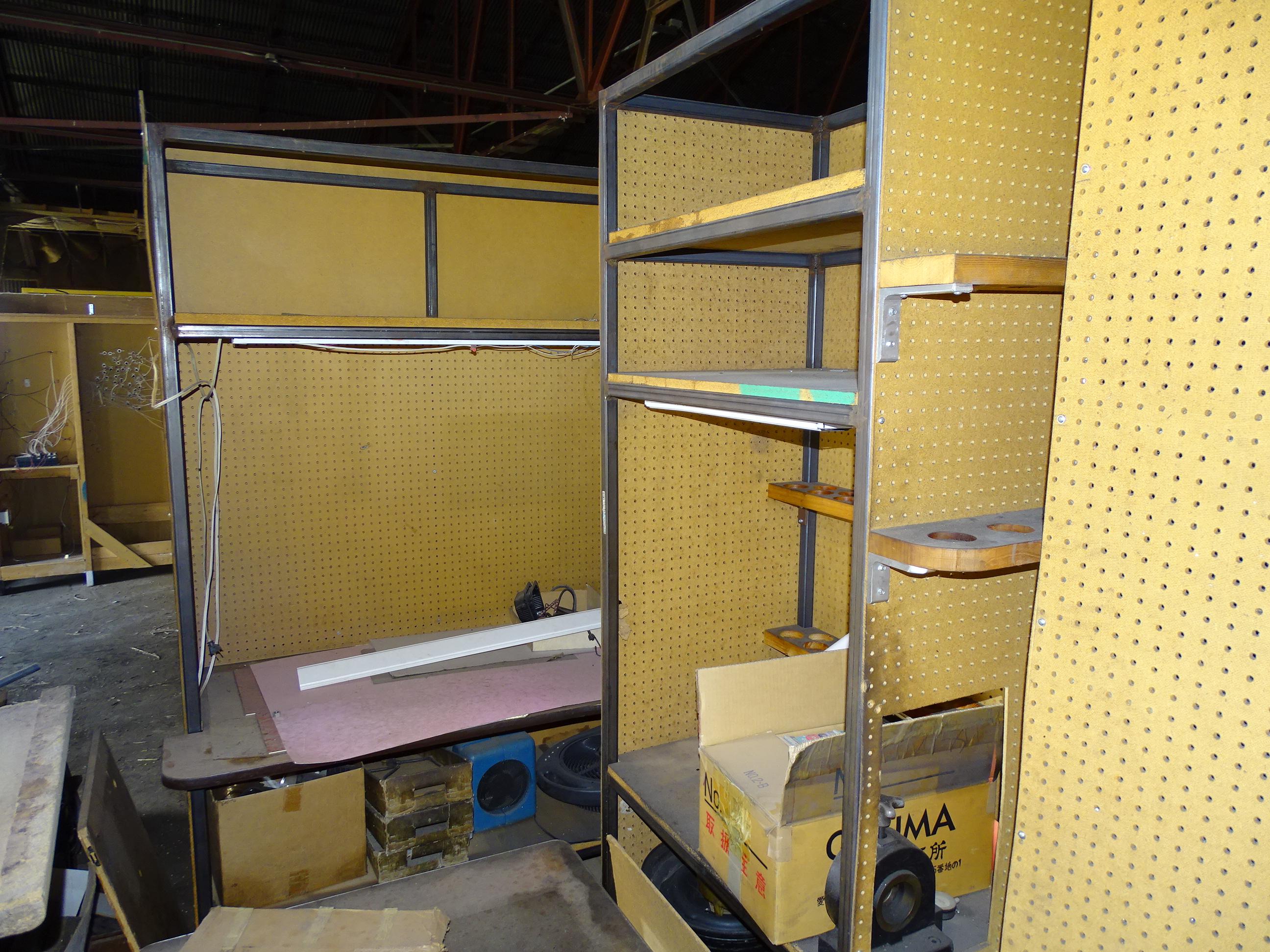 Lot of Metal and Pegboard Shelving.