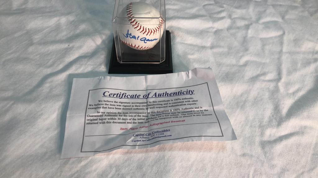 Hank Aaron Autographed Baseball