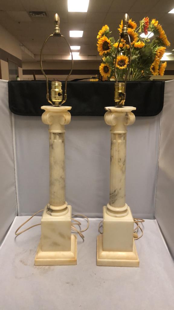 Pair of Alabaster Lamps