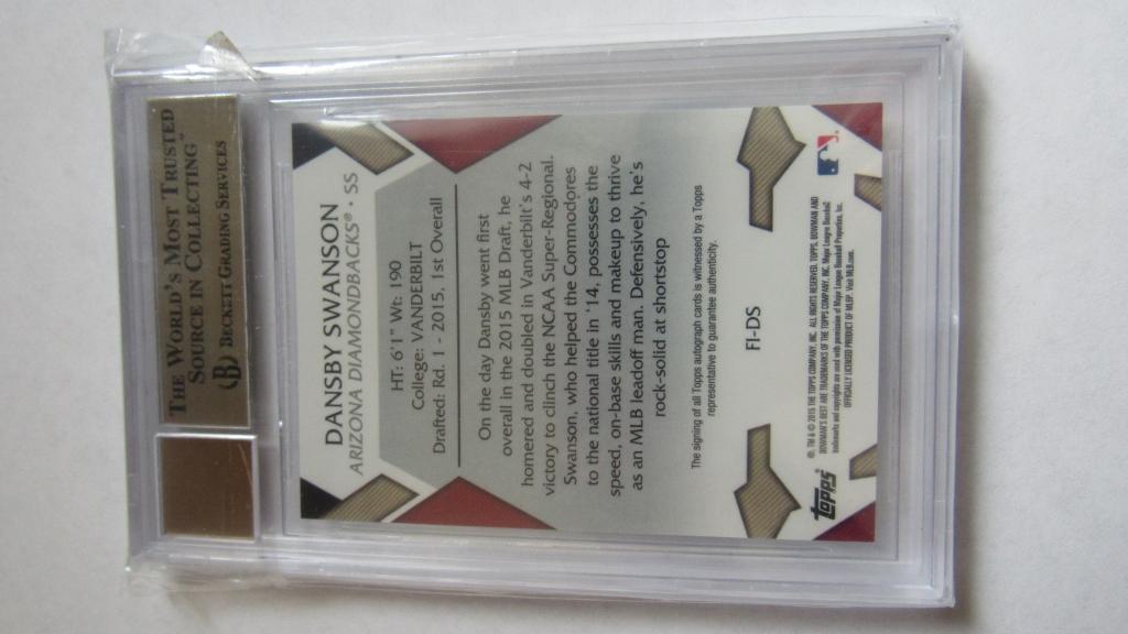 2015 Topps Bowmans Best First Impressions, Dansby Swanson Card, Autograph