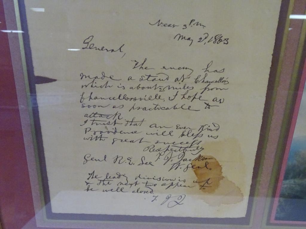 Stonewall Jackson letter to Robert E. Lee