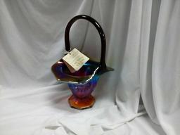 Fenton Handmade Carnival Glass Brides Basket