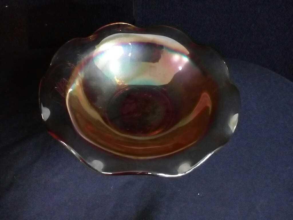 Merigold Carnival Glass Ruffled Candy Bowl