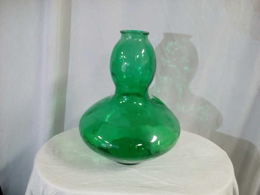 Large Green Balloon Glass Vase