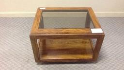 Glass and Wood Side Table