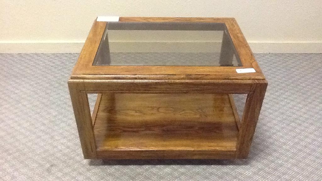 Glass and Wood Side Table