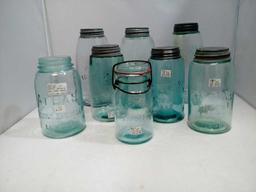 Atlas Mason Jars (Blue) Set of Eight (8)