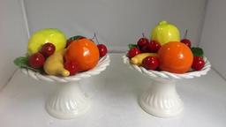 Two White Bassano ceramic centerpiece