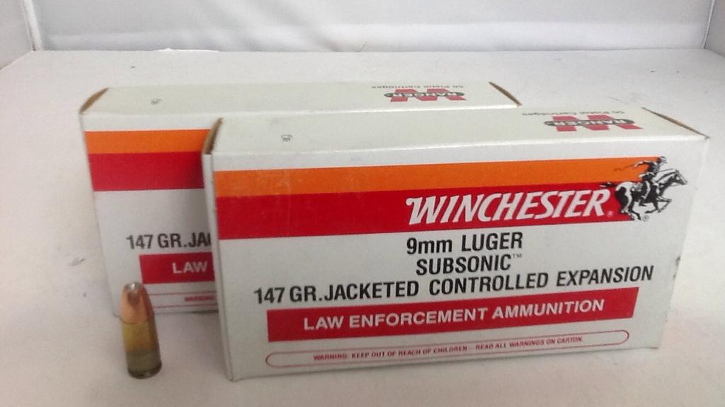 Winchester 9mm Luger Subsonic 2 boxes of 50