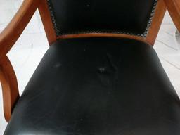 Wood & Faux Leather Rolling Office Chair