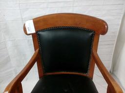 Wood & Faux Leather Rolling Office Chair