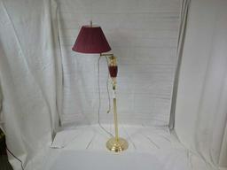 Brass & Maroon Floor Lamp