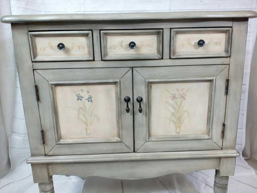 Painted Buffet Cabinet with Floral Design