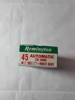 1 BOX OF VINTAGE  REMINGTON 45 AUTO AMMO