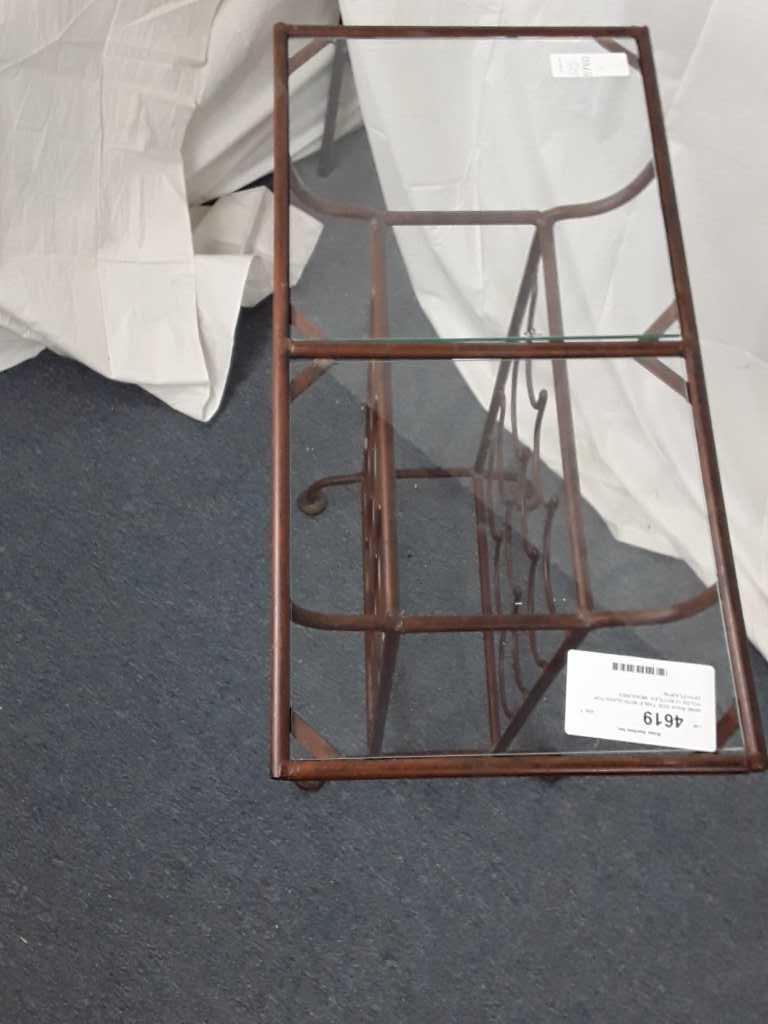 WINE RACK SIDE TABLE WITH GLASS TOP