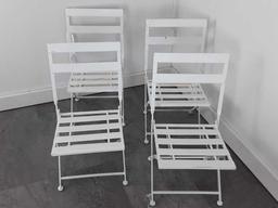 4 CHILDRENS METAL FOLDING CHAIRS WHITE