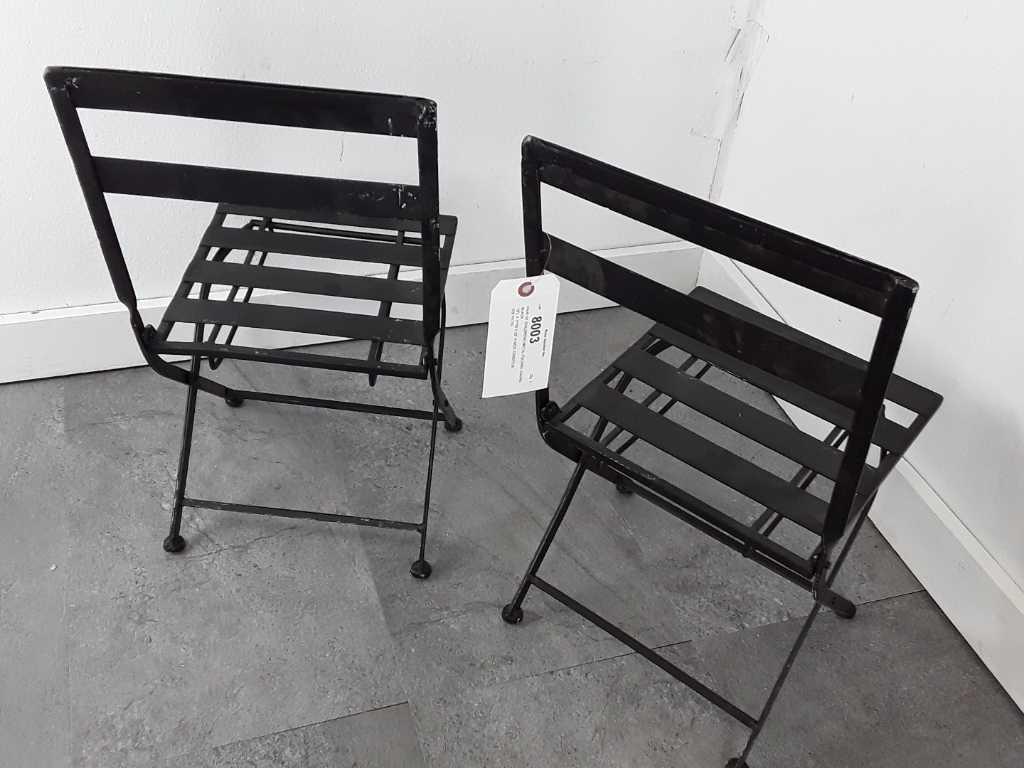 PAIR OF CHILDRENS METAL FOLDING CHAIRS BLACK