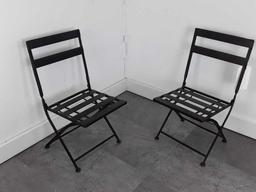 PAIR OF CHILDRENS METAL FOLDING CHAIRS BLACK