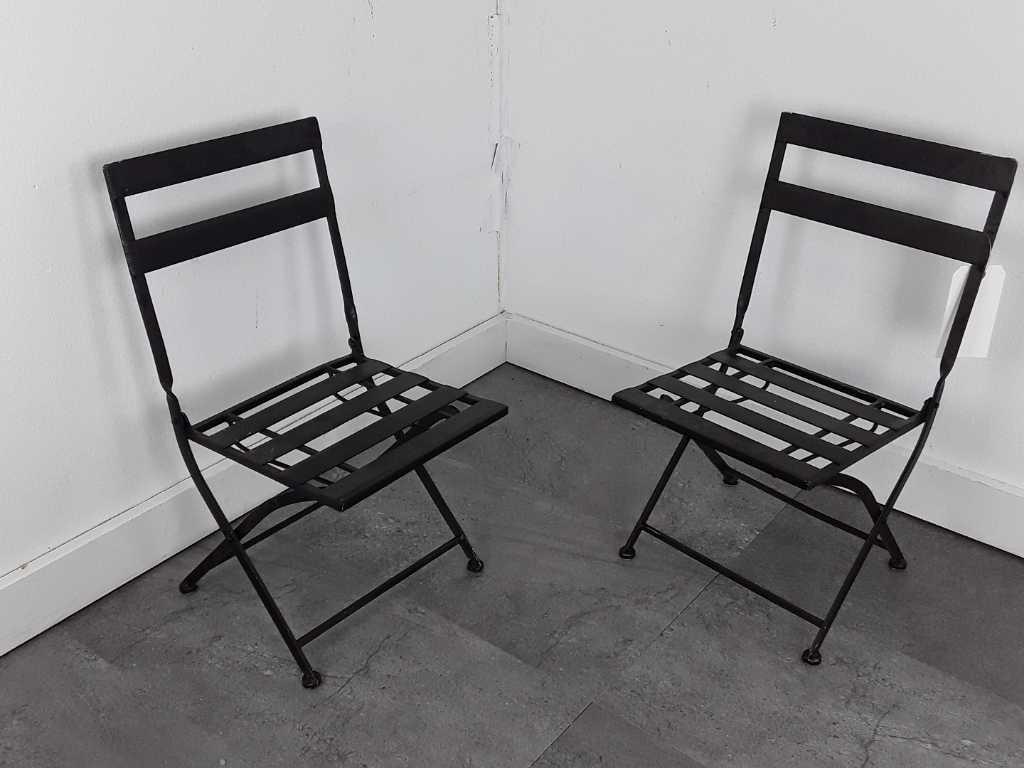 PAIR OF CHILDRENS METAL FOLDING CHAIRS BLACK