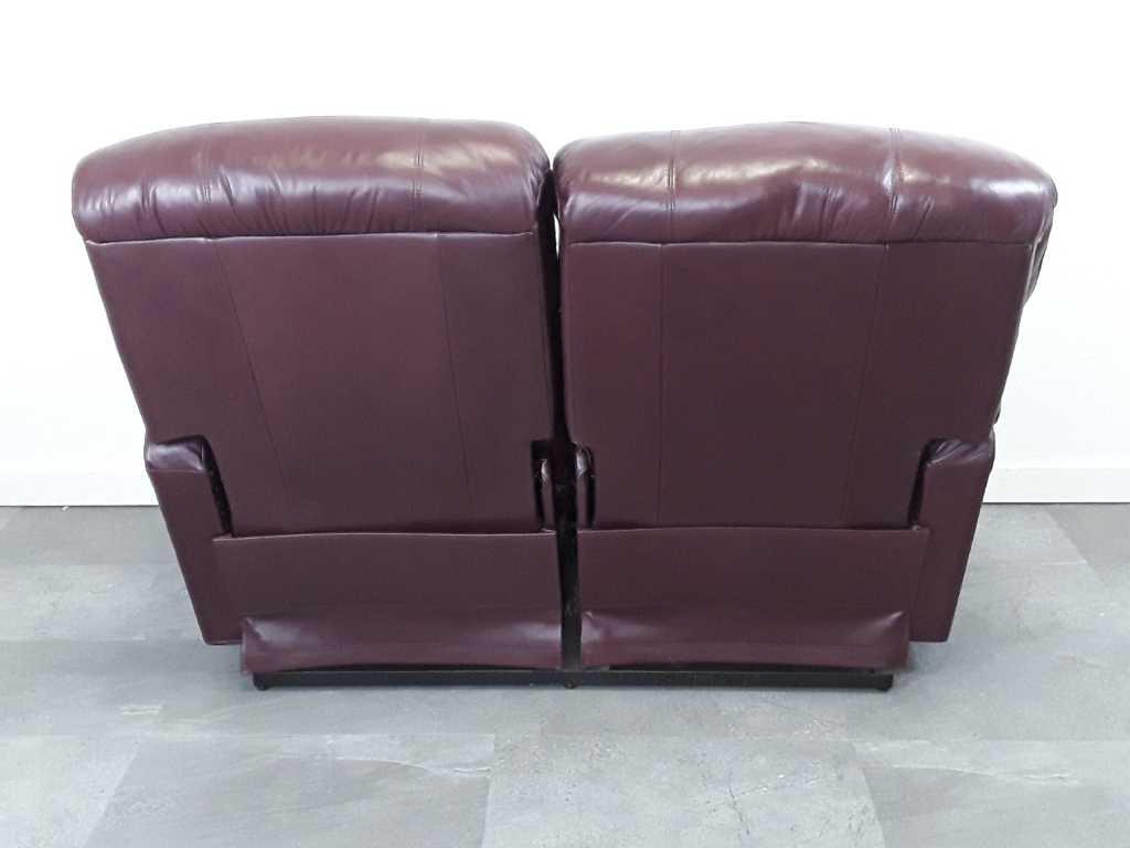 LAZY BOY LOVE SEAT BURGUNDY LEATHER 2 RECLINERS