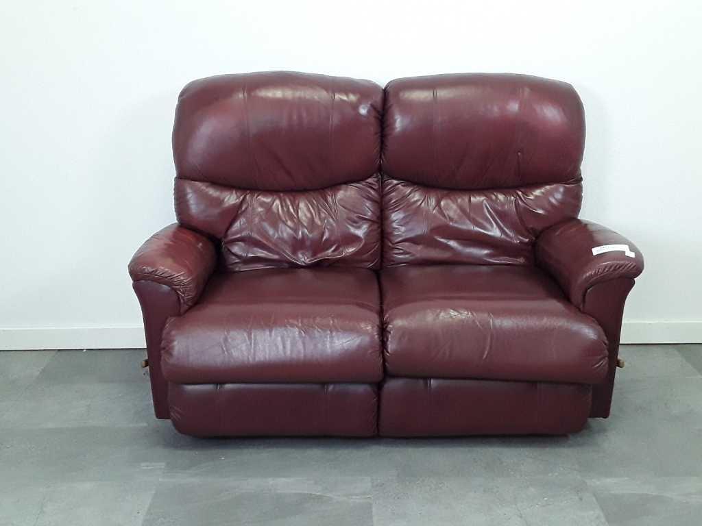 LAZY BOY LOVE SEAT BURGUNDY LEATHER 2 RECLINERS