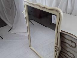 WHITE & GOLD FRENCH PROV DRESSER & MIRROR