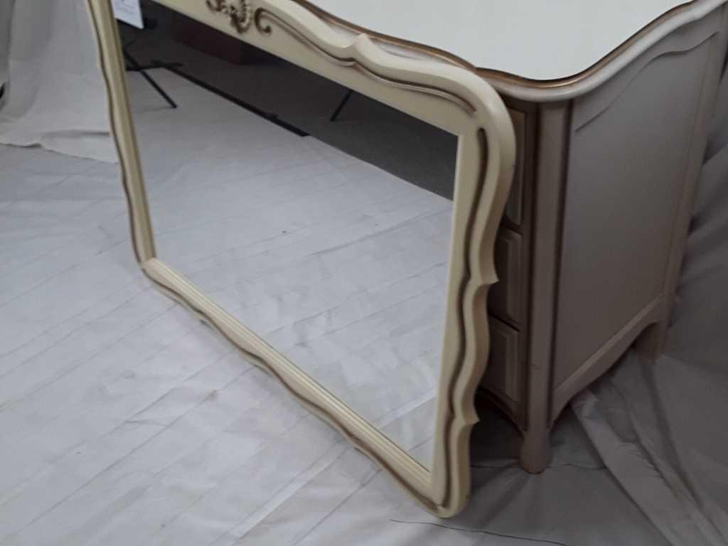 WHITE & GOLD FRENCH PROV DRESSER & MIRROR