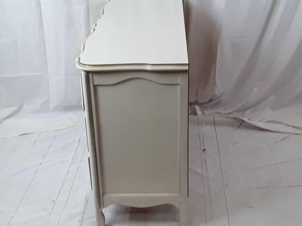 WHITE & GOLD FRENCH PROV DRESSER & MIRROR