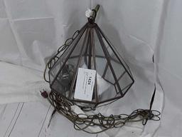 LEADED GLASS HANGING LAMP DIAMOND SHAPE