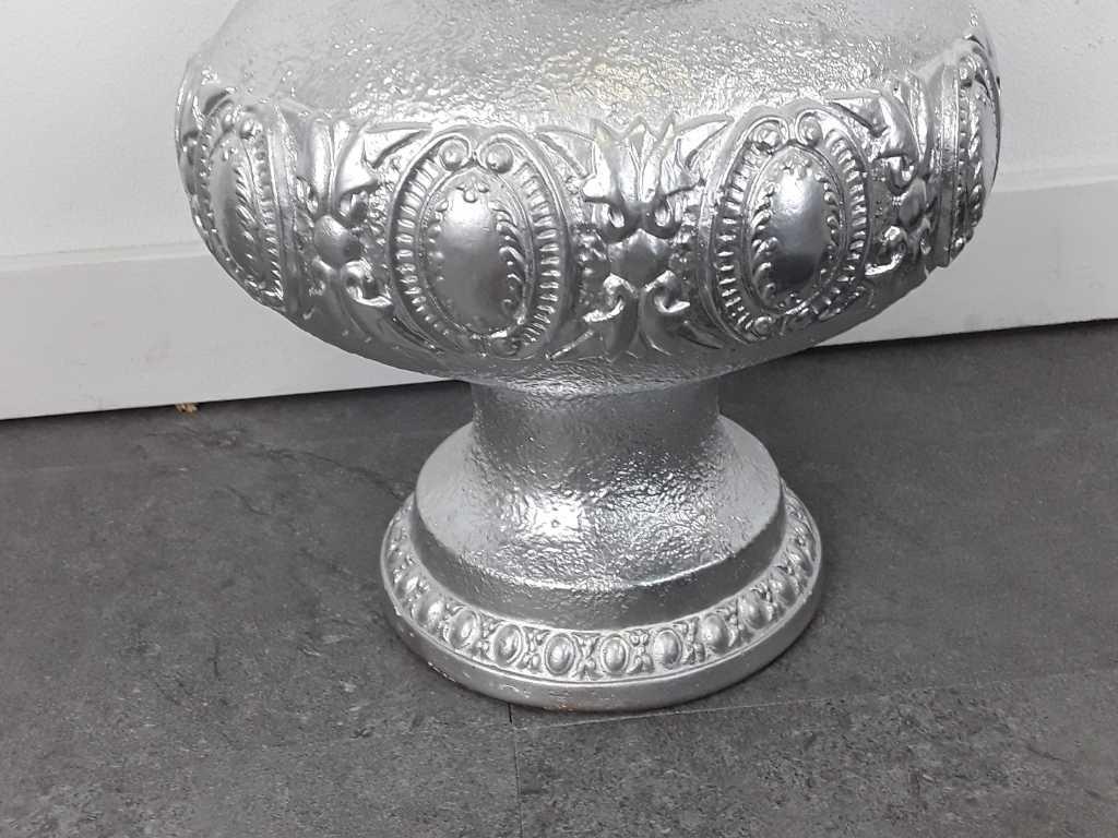 SILVER PAINTED TABLE LAMP 28" H 12" DIAMI