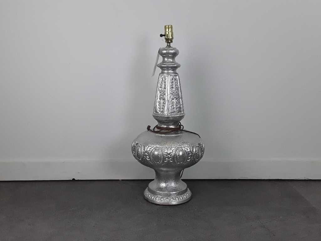 SILVER PAINTED TABLE LAMP 28" H 12" DIAMI