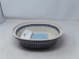 LARGE POLISH POTTERY CASSEROLE BOWL