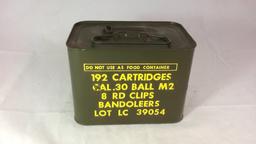1 UNOPENED TIN OF 30 CAL BALL MS 8 RD CLIPS.