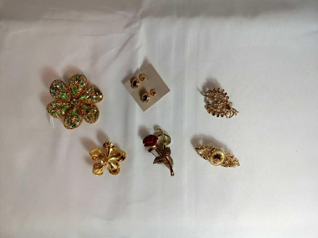 Lot of Jewelry: Brooches and Clip On Earrings