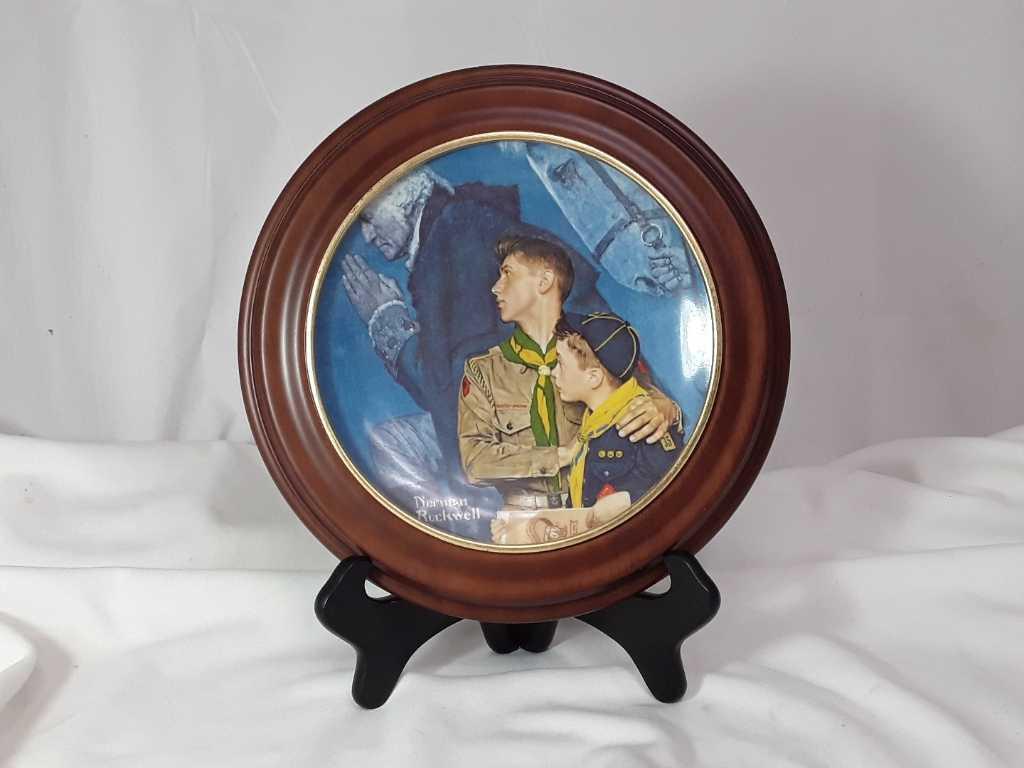 3 NORMAN ROCKWELL PLATES BOY SCOUT W/FRAMES