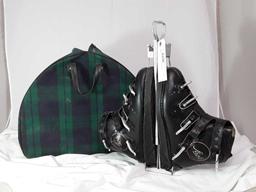 VINTAGE SKI BOOTS IN PLAID BAG