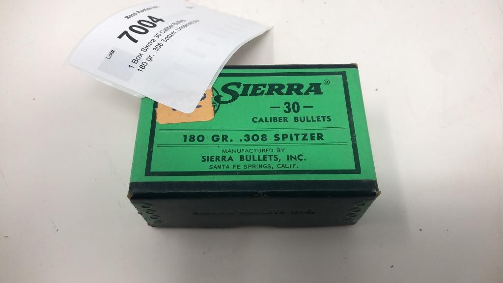 1 Box Sierra 30 Caliber Bullets.